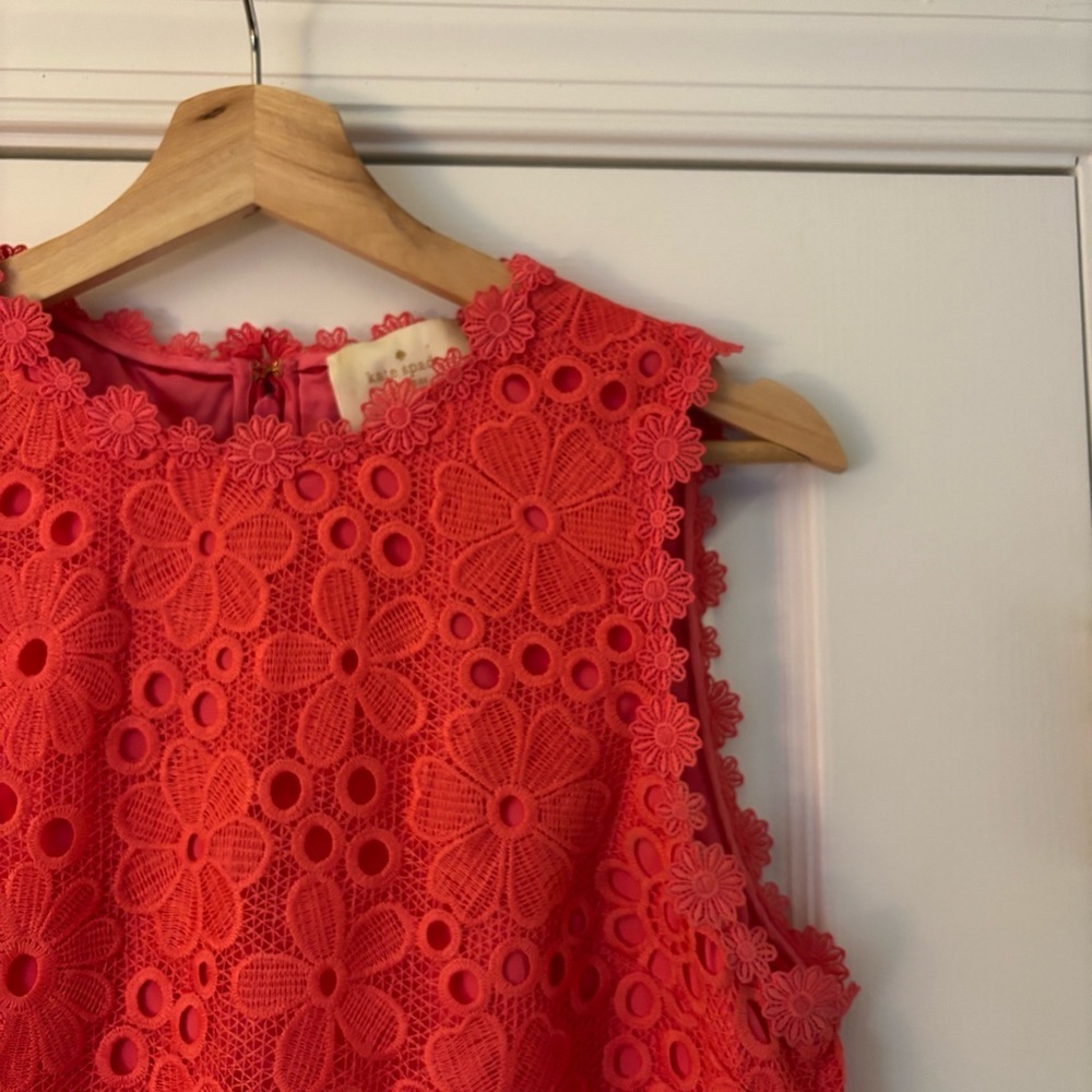 Kate Spade Shore Thing Lace Shift Dress Sleeveless Coral Peach Sherbet 8 Spring - Picture 4 of 11